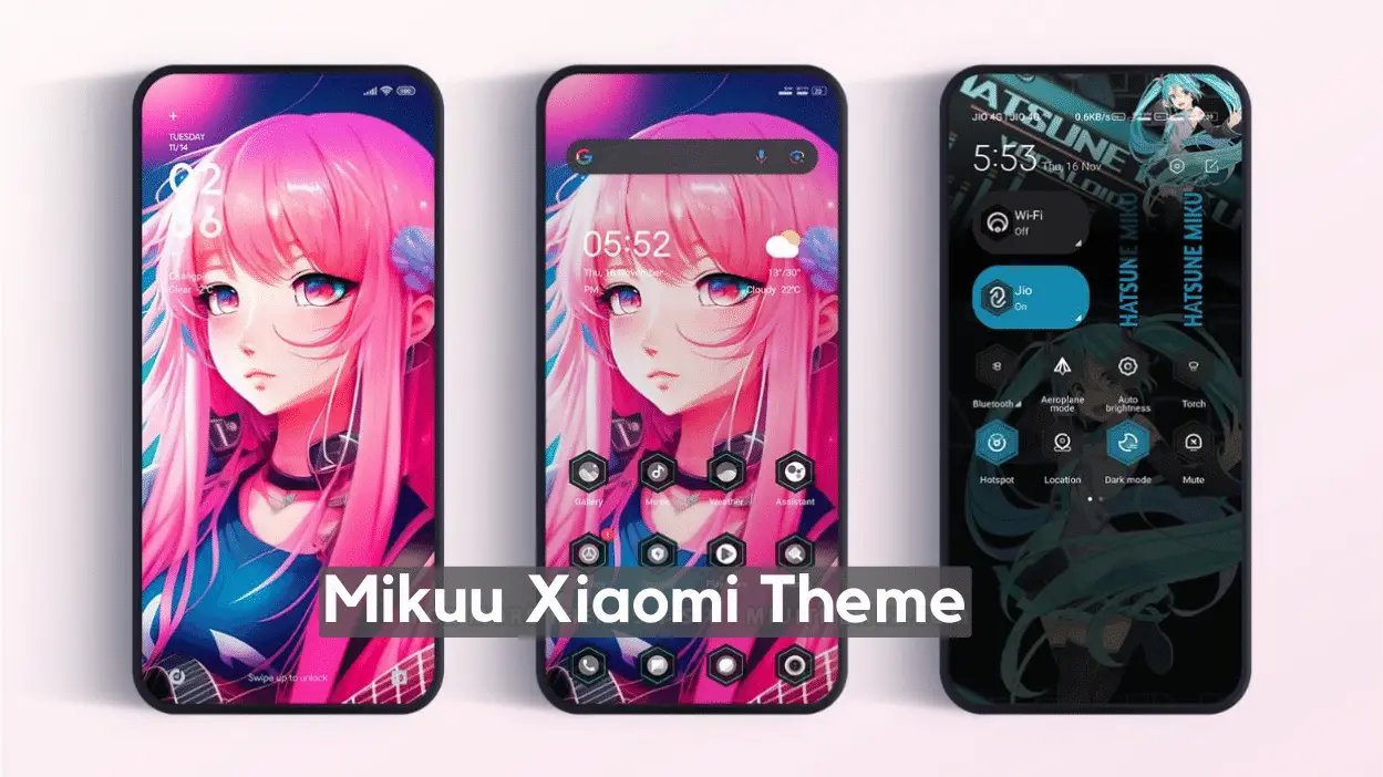 Mikuu HyperOS Theme for Xiaomi with Dark Anime