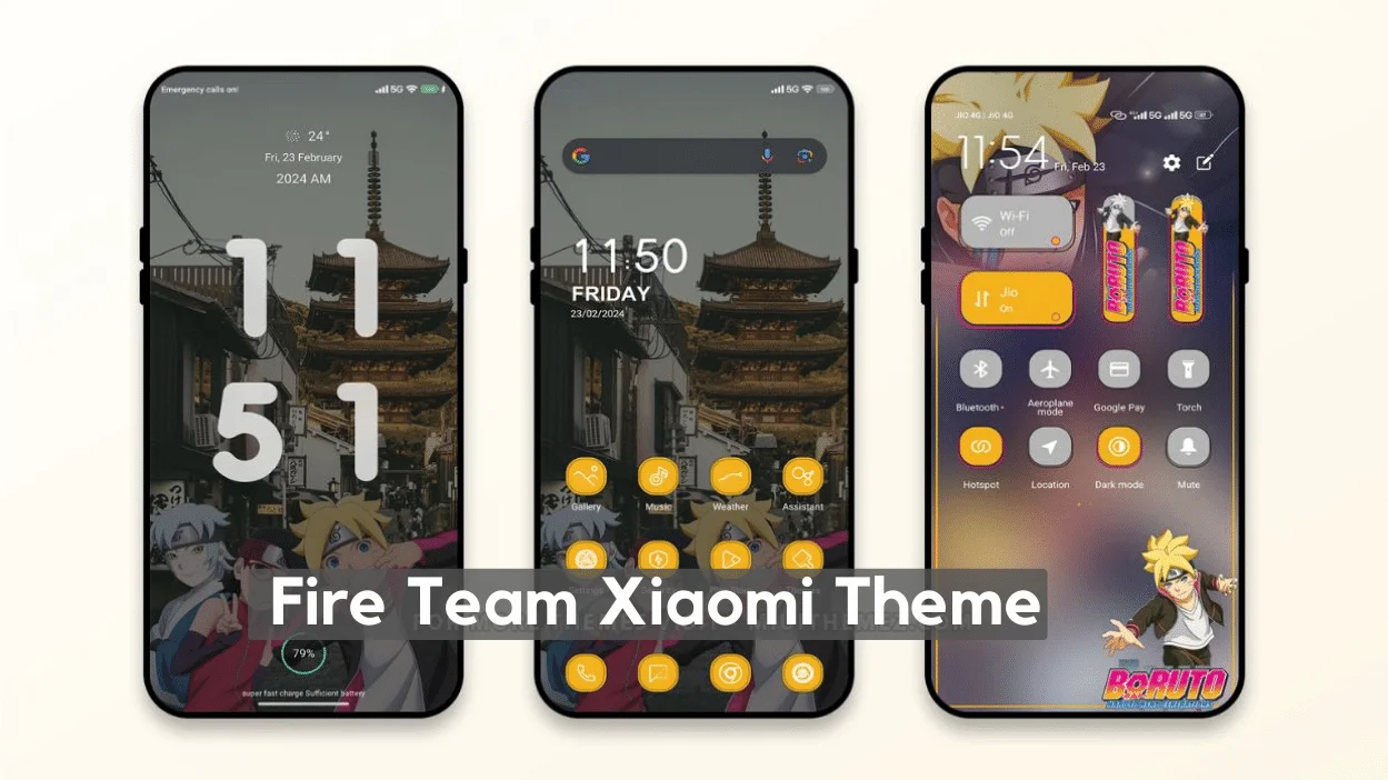 Fire Team HyperOS Theme for Xiaomi with Boruto Dark Mode