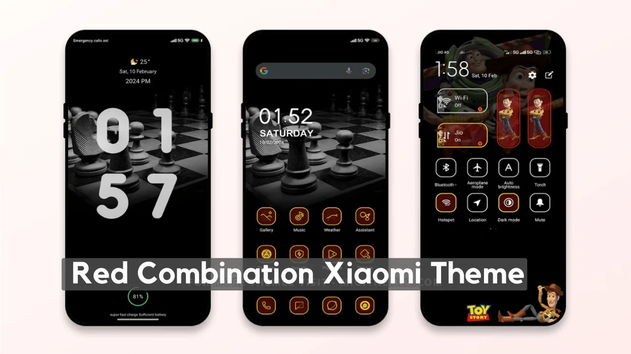Red Combination HyperOS Theme for Xiaomi with Toy Story Anime