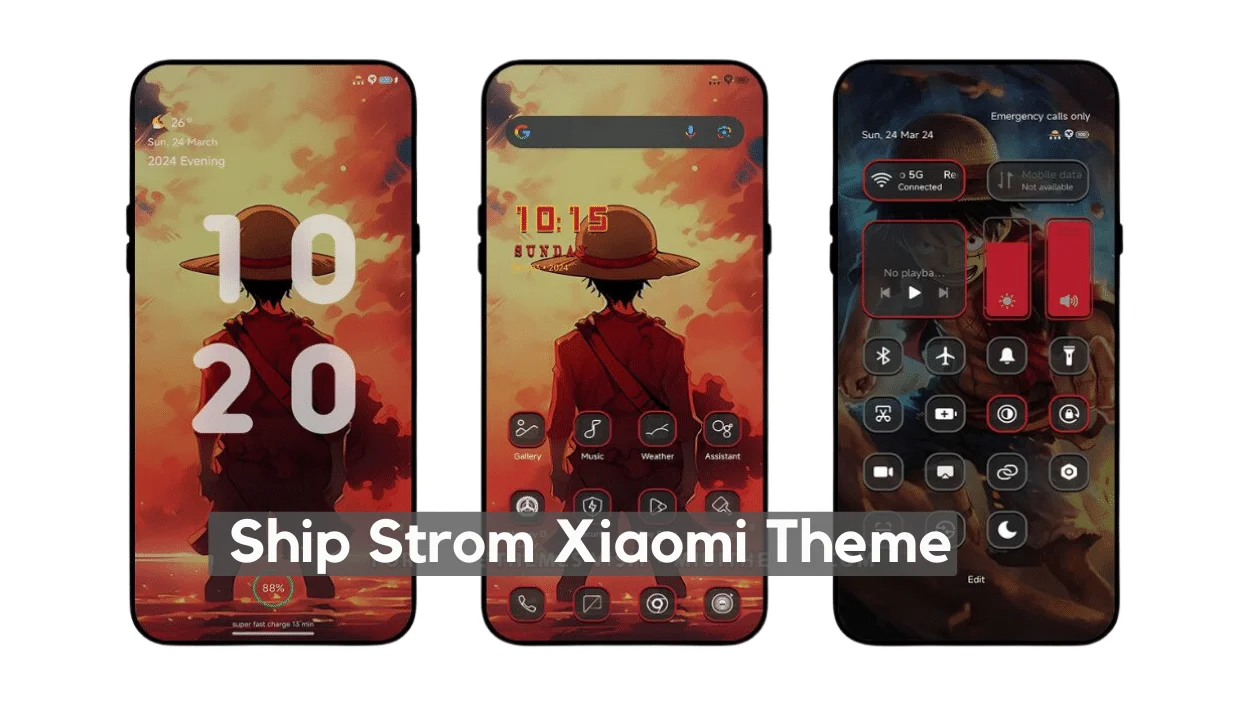 Ship Strom Night HyperOS Theme for Xiaomi with Anime Experience