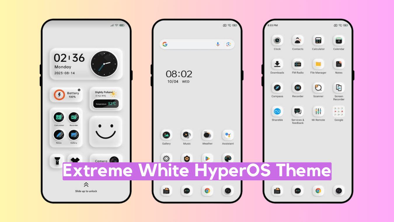 Extreme White HyperOS Theme for Xiaomi with Minimal Experience