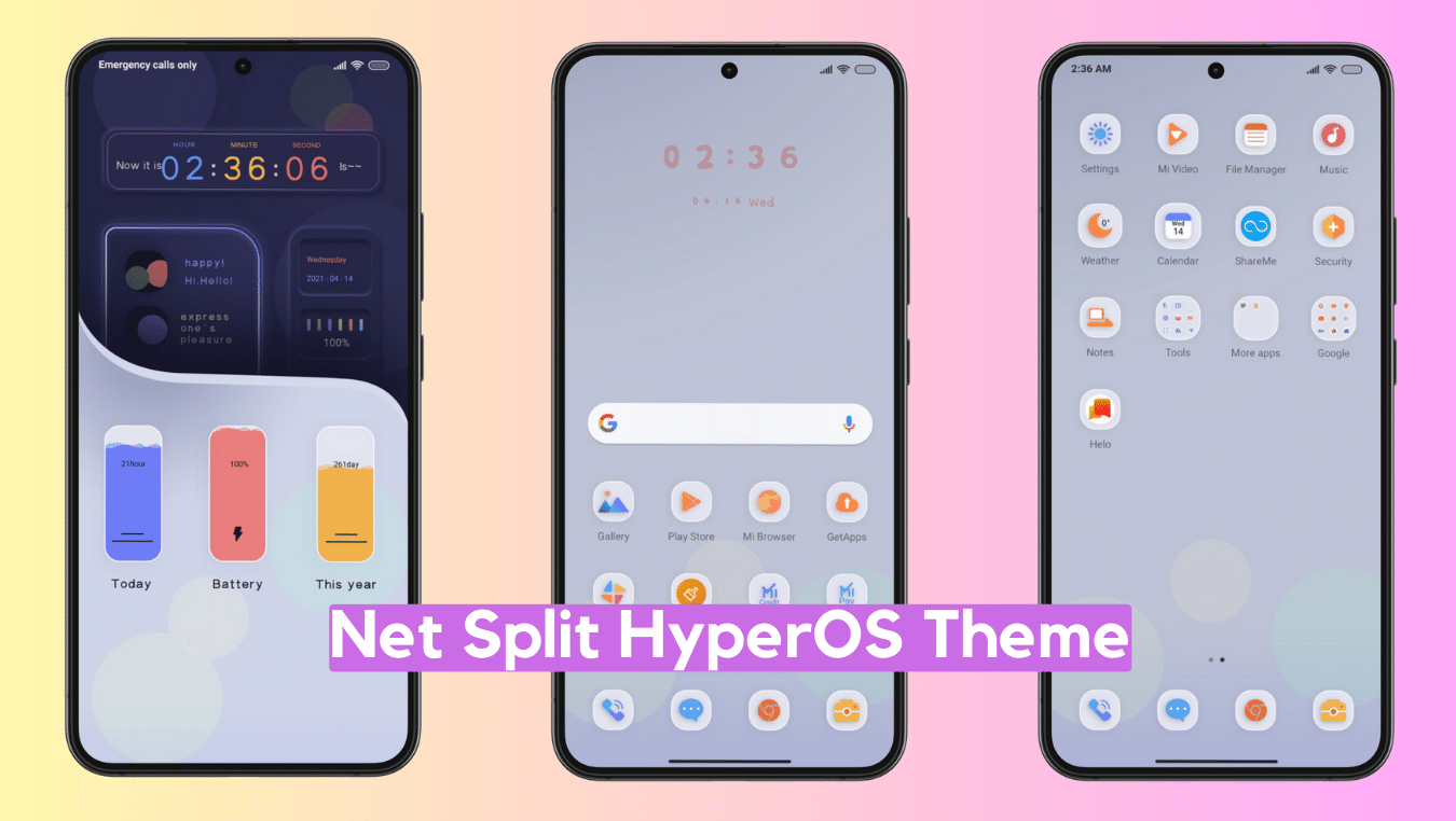 Net Split HyperOS Theme for Xiaomi with Minimal Experience