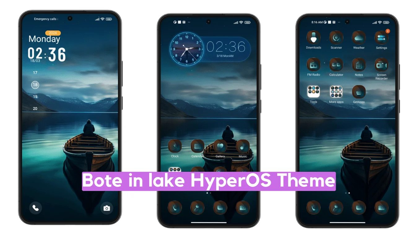 Bote in lake HyperOS Theme for Xiaomi with Minimal Dark Experience