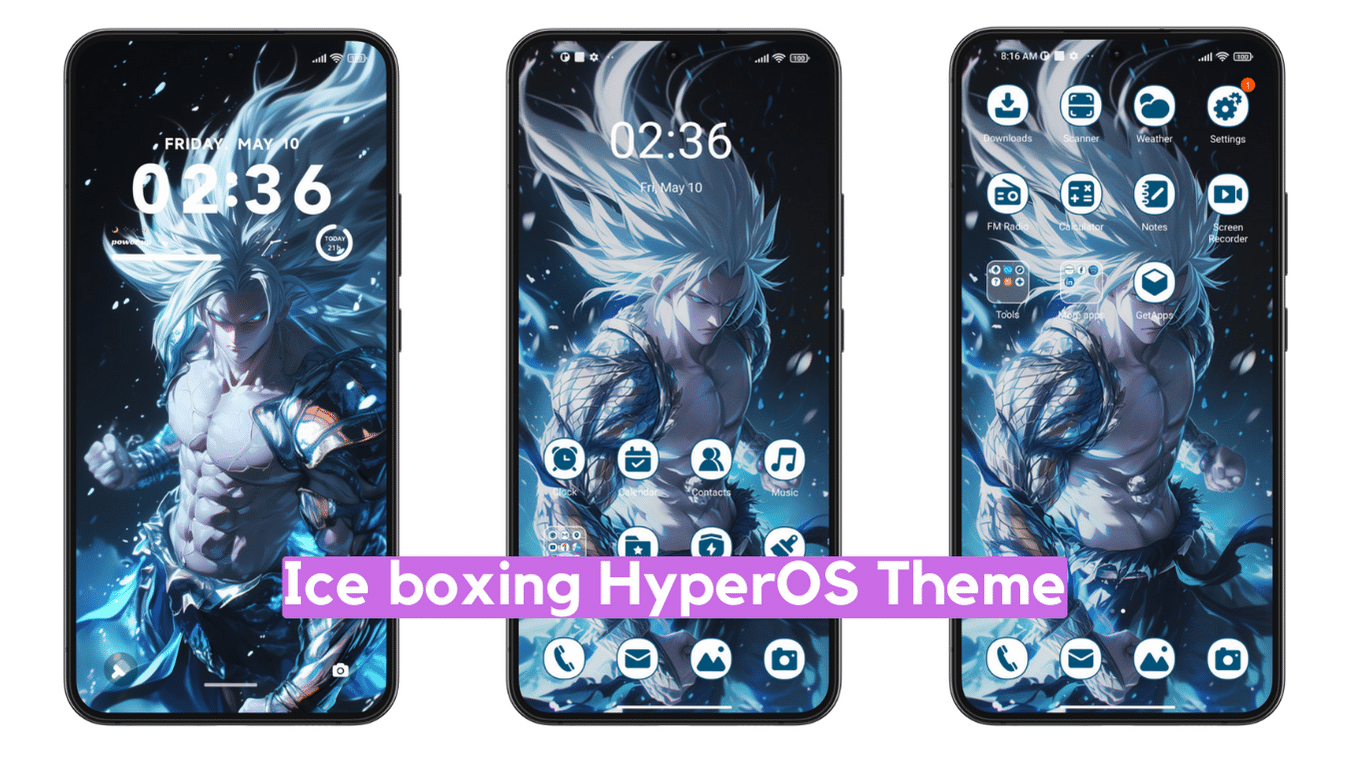 Ice Boxing HyperOS Theme for Xiaomi with Dynamic Anime