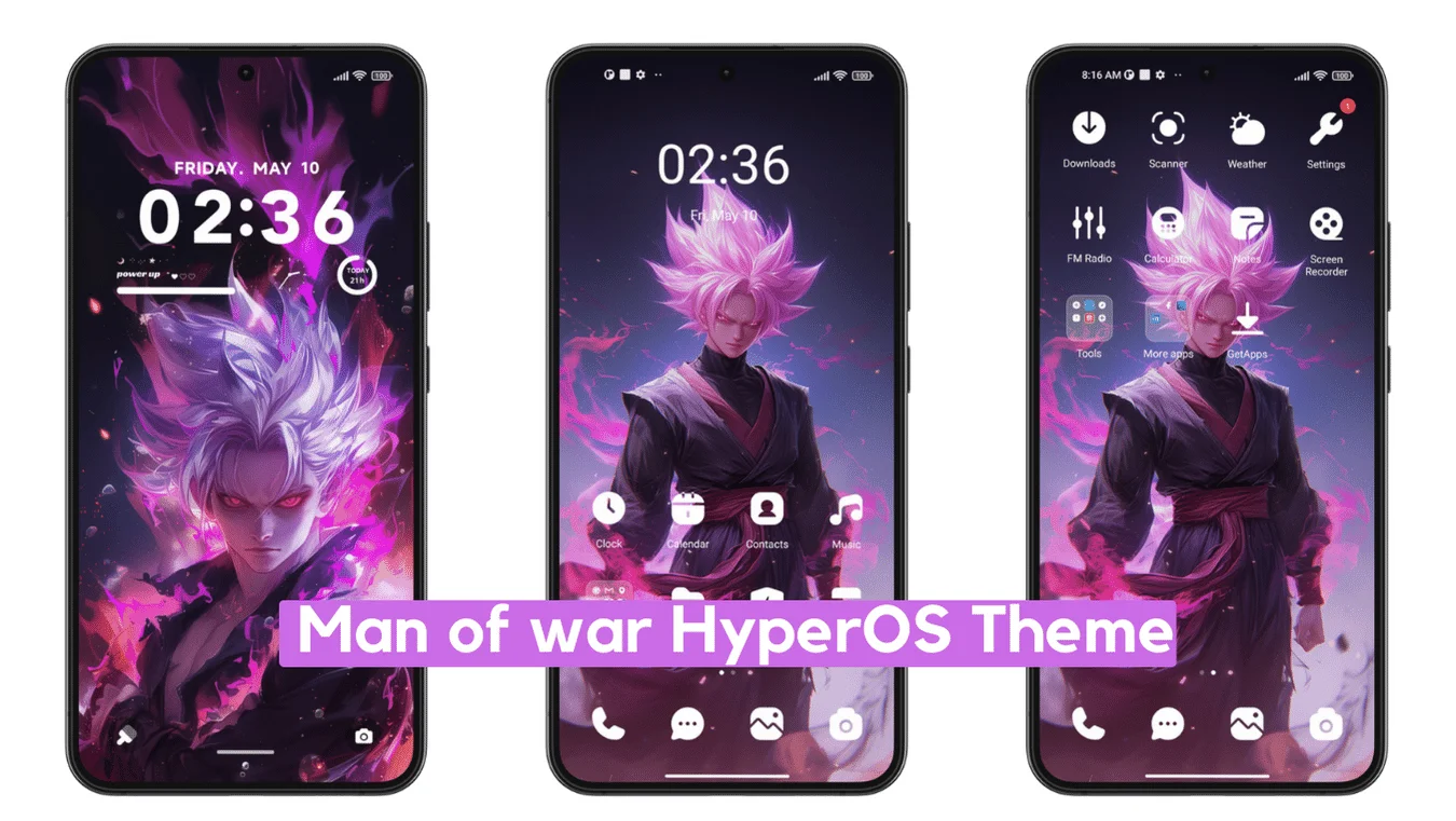 Man of war HyperOS Theme with Dynamic Anime & iOS Widget