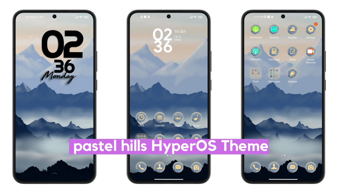 pastel hills HyperOS Theme for Xiaomi with Minimal Experience