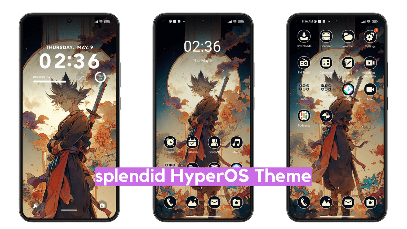 splendid HyperOS Theme with Dynamic Anime & iOS Widget