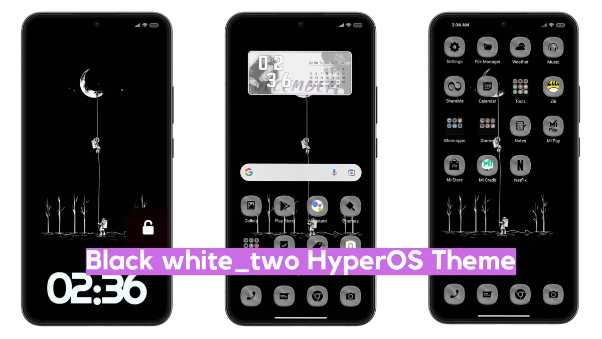 Black_White_Two HyperOS Theme for Xiaomi with Minimal Experience