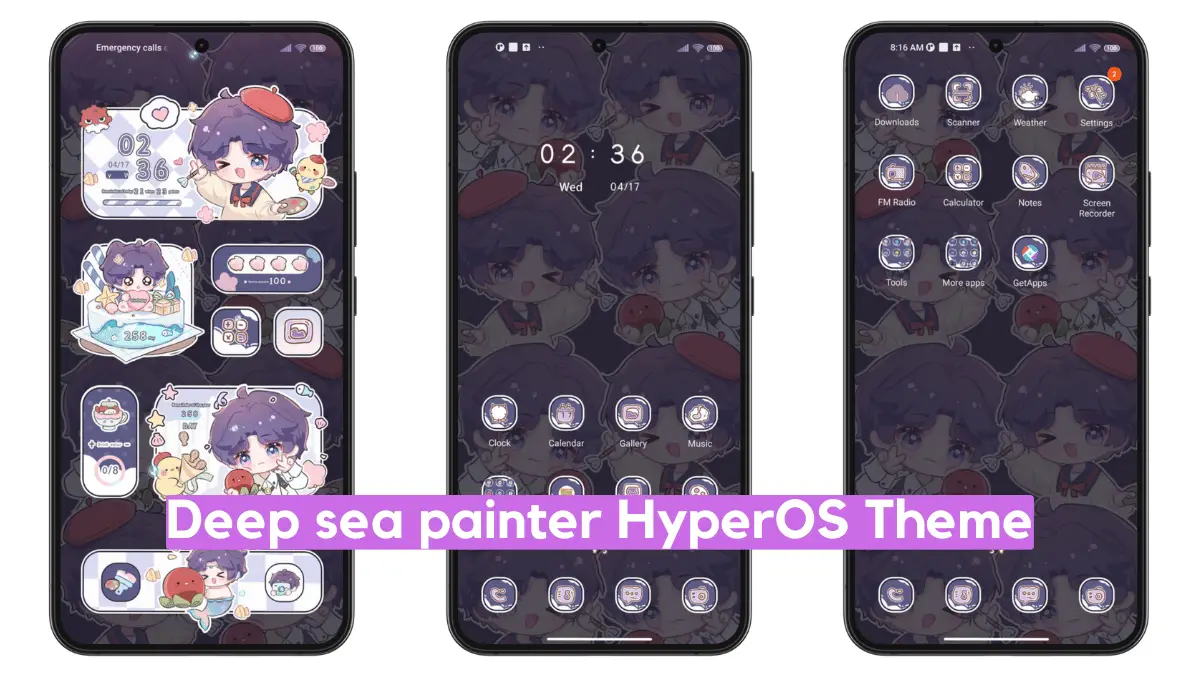 Deep Sea Painter HyperOS Theme for Xiaomi with Minimal Anime UI