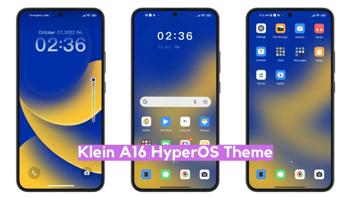 Klein A16 HyperOS Theme for Xiaomi with Dynamic Experience