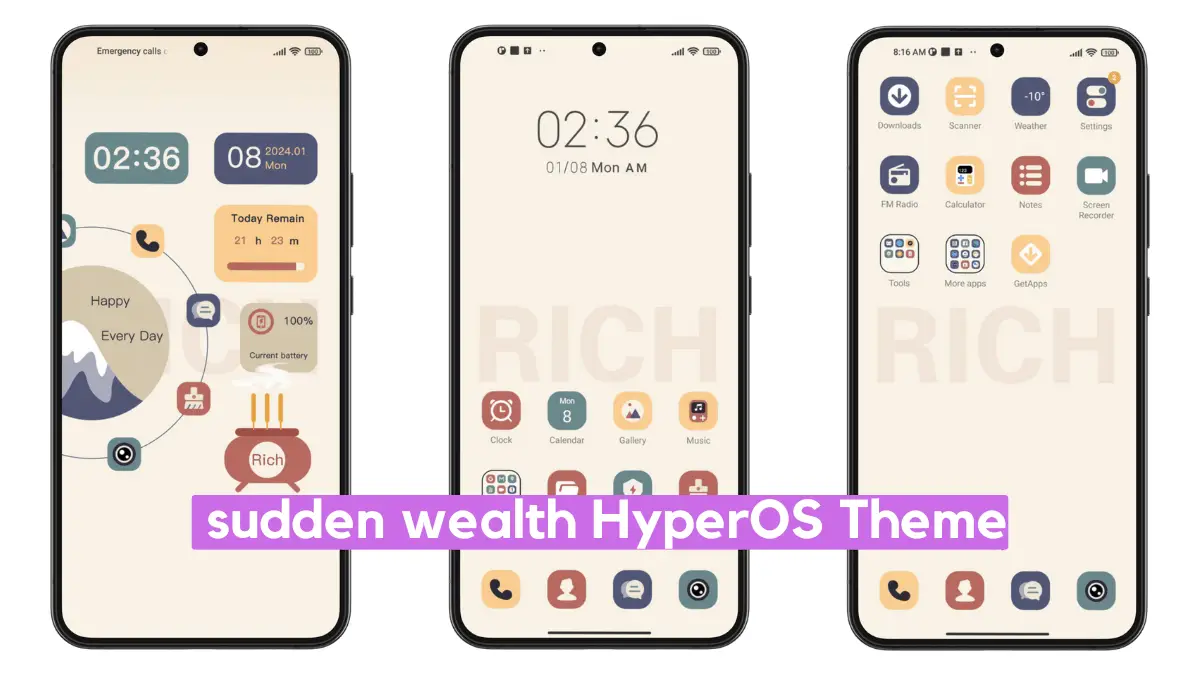 Sudden Wealth HyperOS Theme for Xiaomi with Dynamic Minimal UI