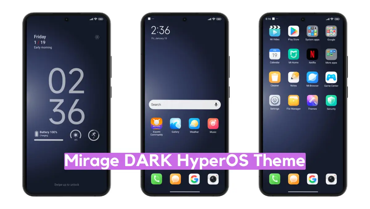 Mirage DARK HyperOS Theme with Dynamic UI