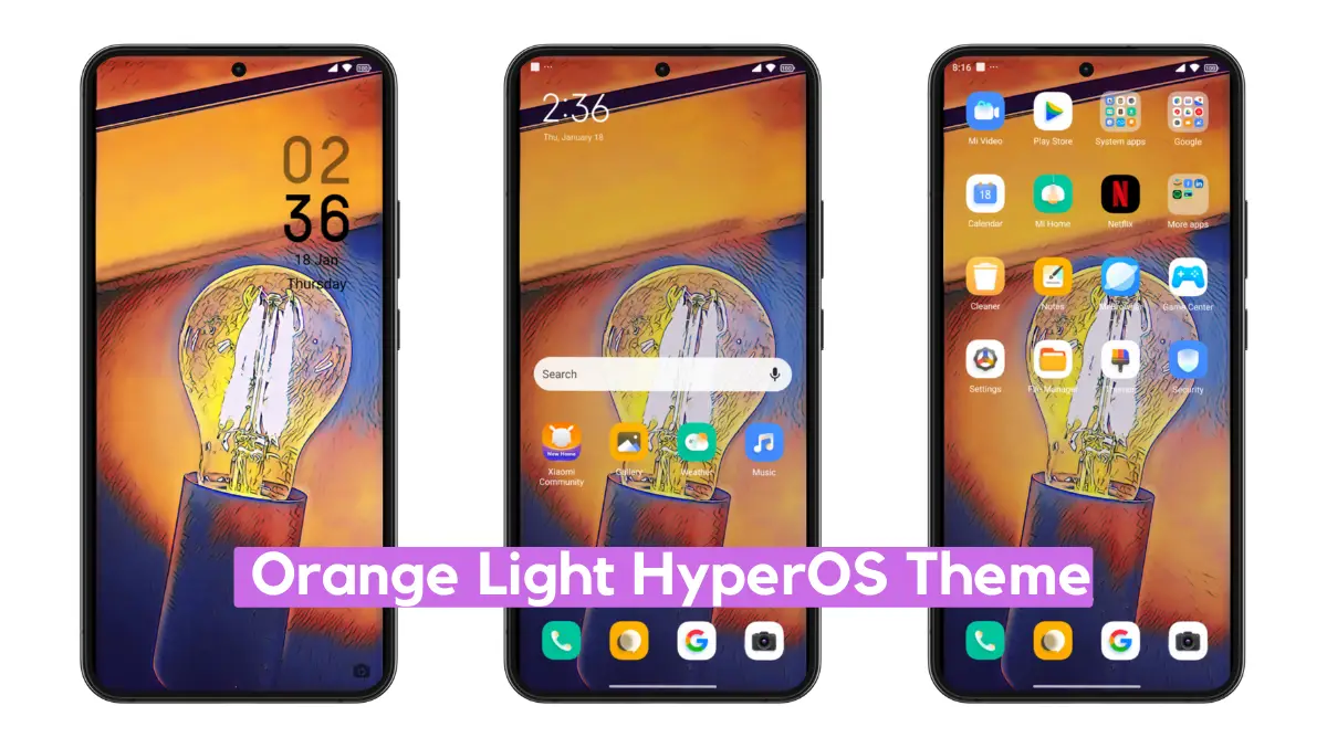 Orange Light HyperOS Theme with Pure Dynamic Experience